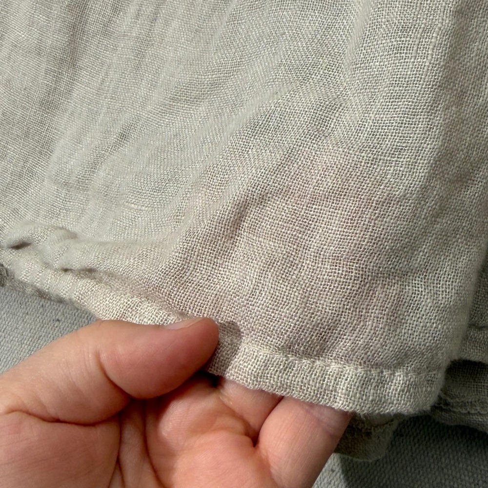 Made in Italy 100% linen Peasant Blouse Tie Front Babydoll Boho beige - Picture 3 of 7